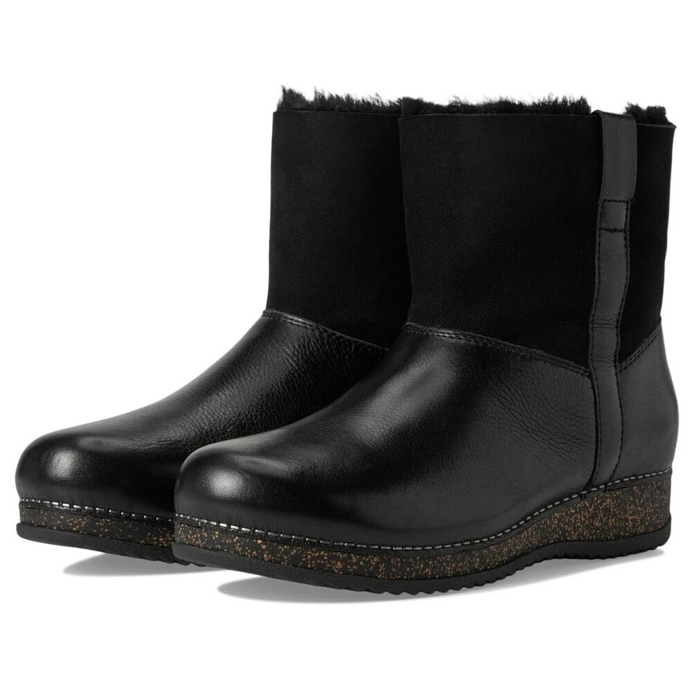 Dansko Mckenzie Leather Shearling Lined Boots Size EU 37 US 6.5-7 NIB $200 BLACK